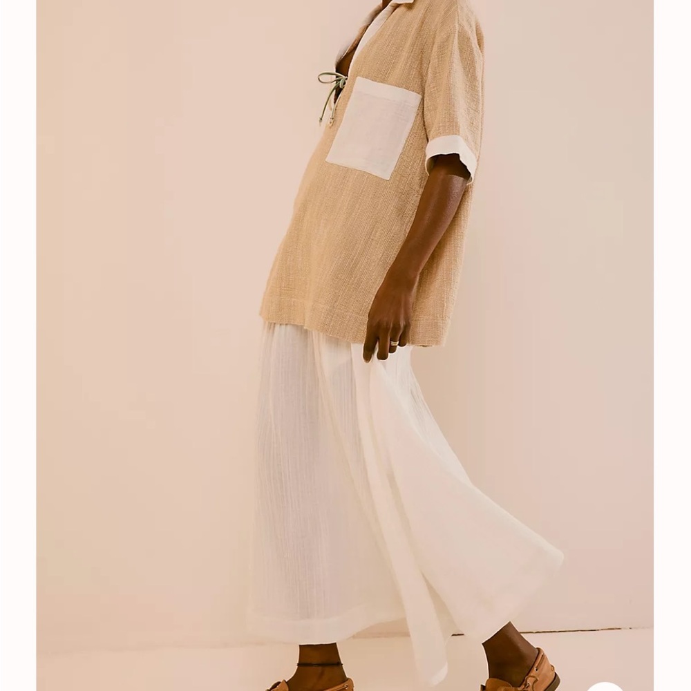 Free People White Textured Cotton Skirt